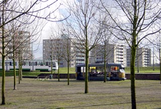 Tramlijn met op achtergrond de Hoge Filterweg